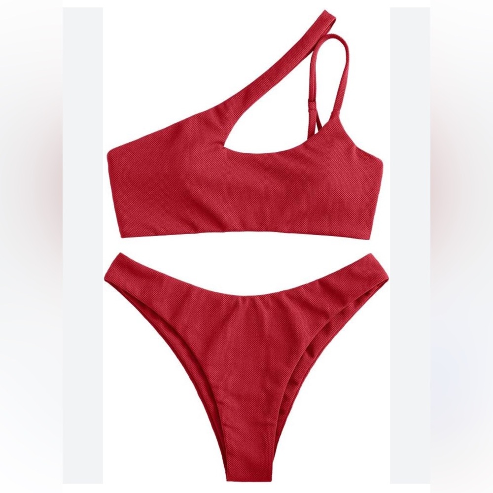 Women’s Red Textured Triangle Bikini Set Brasileiro‎ NWT Size M